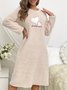 Herbst und Winter Pink Herz Flanell Langarm Verdickt Nachthemd Pullover Mittlere Länge Süß Zuhause Kleider Nachthemd