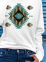 Lässig Ethnisch Rundhals Langarm T-Shirt