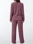 Damen Unifarben Zweiteiliges Set Täglich Langarm Lässig Frühling/Herbst Bluse mit Hose Matching Set