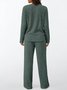 Damen Unifarben Zweiteiliges Set Täglich Langarm Lässig Frühling/Herbst Bluse mit Hose Matching Set