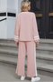 Damen Farbblock Zweiteiliges Set Täglich Langarm Lässig Frühling/Herbst Bluse mit Hose Matching Set