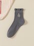 Baumwolle Stickerei Schweißabsorbierend Modisch japanisch Stil Süß Pilz Spitze Mittelrohr Damen Socken Atmungsaktiv Haufen Socken