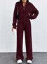 Damen Unifarben Zweiteiliges Set Täglich Langarm Lässig Frühling/Herbst Bluse mit Hose Matching Set