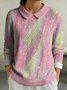 Damen Baumwolle Geometrisch Langarm Bequem Lässig Pullover