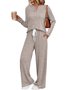 Damen Unifarben Zweiteiliges Set Täglich Langarm Lässig Frühling/Herbst Bluse mit Hose Matching Set