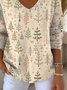 Lässig Weihnachten V-Ausschnitt Langarm T-Shirt