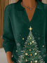 Damen Weihnachten Langarm Bequem Lässig Print Pullover