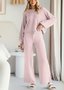 Damen Unifarben Zweiteiliges Set Täglich Langarm Lässig Frühling/Herbst Bluse mit Hose Matching Set