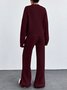 Damen Unifarben Zweiteiliges Set Täglich Langarm Lässig Frühling/Herbst Bluse mit Hose Matching Set