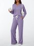 Damen Unifarben Zweiteiliges Set Täglich Langarm Lässig Frühling/Herbst Bluse mit Hose Matching Set