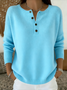 Damen Baumwolle Unifarben Langarm Bequem Lässig Pullover