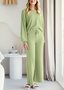 Damen Unifarben Zweiteiliges Set Täglich Langarm Lässig Frühling/Herbst Bluse mit Hose Matching Set