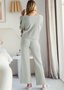 Damen Unifarben Zweiteiliges Set Täglich Langarm Lässig Frühling/Herbst Bluse mit Hose Matching Set