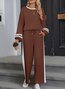 Damen Farbblock Zweiteiliges Set Täglich Langarm Lässig Frühling/Herbst Bluse mit Hose Matching Set