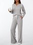 Damen Unifarben Zweiteiliges Set Täglich Langarm Lässig Frühling/Herbst Bluse mit Hose Matching Set