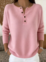 Damen Baumwolle Unifarben Langarm Bequem Lässig Pullover