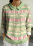 Damen Baumwolle Geometrisch Langarm Bequem Lässig Pullover