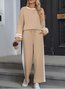Damen Farbblock Zweiteiliges Set Täglich Langarm Lässig Frühling/Herbst Bluse mit Hose Matching Set