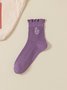 Baumwolle Stickerei Schweißabsorbierend Modisch japanisch Stil Süß Pilz Spitze Mittelrohr Damen Socken Atmungsaktiv Haufen Socken