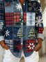 Hemdkragen Normale Ärmel Langarm Weihnachten Schnalle Regelmäßig Weit Knopfhemd Bluse für Damen