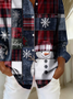 Hemdkragen Normale Ärmel Langarm Weihnachtsschneemann Schnalle Regelmäßig Weit Knopfhemd Bluse für Damen
