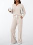 Damen Unifarben Zweiteiliges Set Täglich Langarm Lässig Frühling/Herbst Bluse mit Hose Matching Set
