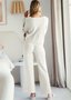 Damen Unifarben Zweiteiliges Set Täglich Langarm Lässig Frühling/Herbst Bluse mit Hose Matching Set
