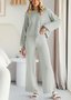 Damen Unifarben Zweiteiliges Set Täglich Langarm Lässig Frühling/Herbst Bluse mit Hose Matching Set