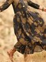 Damen Geblümt Sommer Kleid Rundhals Halbarm H-Linie Kleid