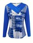 Lässig Geometrisch Langarm T-Shirt