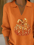 Damen Halloween (Kürbis) Langarm Bequem Lässig Print Pullover