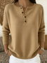 Damen Baumwolle Unifarben Langarm Bequem Lässig Pullover