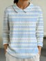 Damen Baumwolle Geometrisch Langarm Bequem Lässig Pullover