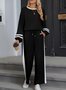 Damen Farbblock Zweiteiliges Set Täglich Langarm Lässig Frühling/Herbst Bluse mit Hose Matching Set