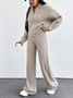 Damen Unifarben Zweiteiliges Set Täglich Langarm Lässig Frühling/Herbst Bluse mit Hose Matching Set