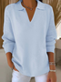 Damen Unifarben Langarm Bequem Lässig Print Pullover