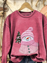 Lässig Rundhals Weihnachtsschneemann Sweatshirt Print