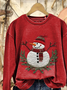 Lässig Rundhals Weihnachtsschneemann Sweatshirt Print