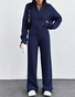 Damen Unifarben Zweiteiliges Set Täglich Langarm Lässig Frühling/Herbst Bluse mit Hose Matching Set