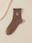 Baumwolle Stickerei Schweißabsorbierend Modisch japanisch Stil Süß Pilz Spitze Mittelrohr Damen Socken Atmungsaktiv Haufen Socken