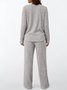 Damen Unifarben Zweiteiliges Set Täglich Langarm Lässig Frühling/Herbst Bluse mit Hose Matching Set