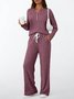 Damen Unifarben Zweiteiliges Set Täglich Langarm Lässig Frühling/Herbst Bluse mit Hose Matching Set