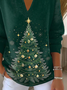 Damen Weihnachten Langarm Bequem Lässig Print Pullover