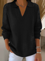 Damen Unifarben Langarm Bequem Lässig Print Pullover