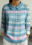 Damen Baumwolle Geometrisch Langarm Bequem Lässig Pullover