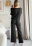 Damen Unifarben Zweiteiliges Set Täglich Langarm Lässig Frühling/Herbst Bluse mit Hose Matching Set