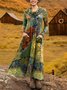 Damen Geometrisch Frühling/Herbst Kleid Wasserfallausschnitt Langarm H-Linie Kleid