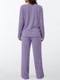 Damen Unifarben Zweiteiliges Set Täglich Langarm Lässig Frühling/Herbst Bluse mit Hose Matching Set