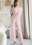 Damen Unifarben Zweiteiliges Set Täglich Langarm Lässig Frühling/Herbst Bluse mit Hose Matching Set