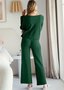 Damen Unifarben Zweiteiliges Set Täglich Langarm Lässig Frühling/Herbst Bluse mit Hose Matching Set